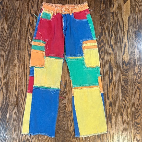 Denim - Vibrant Multicoloured Patchwork Jeans